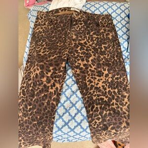 Abercrombie & Fitch Leopard Print Low Rise Baggy Jean